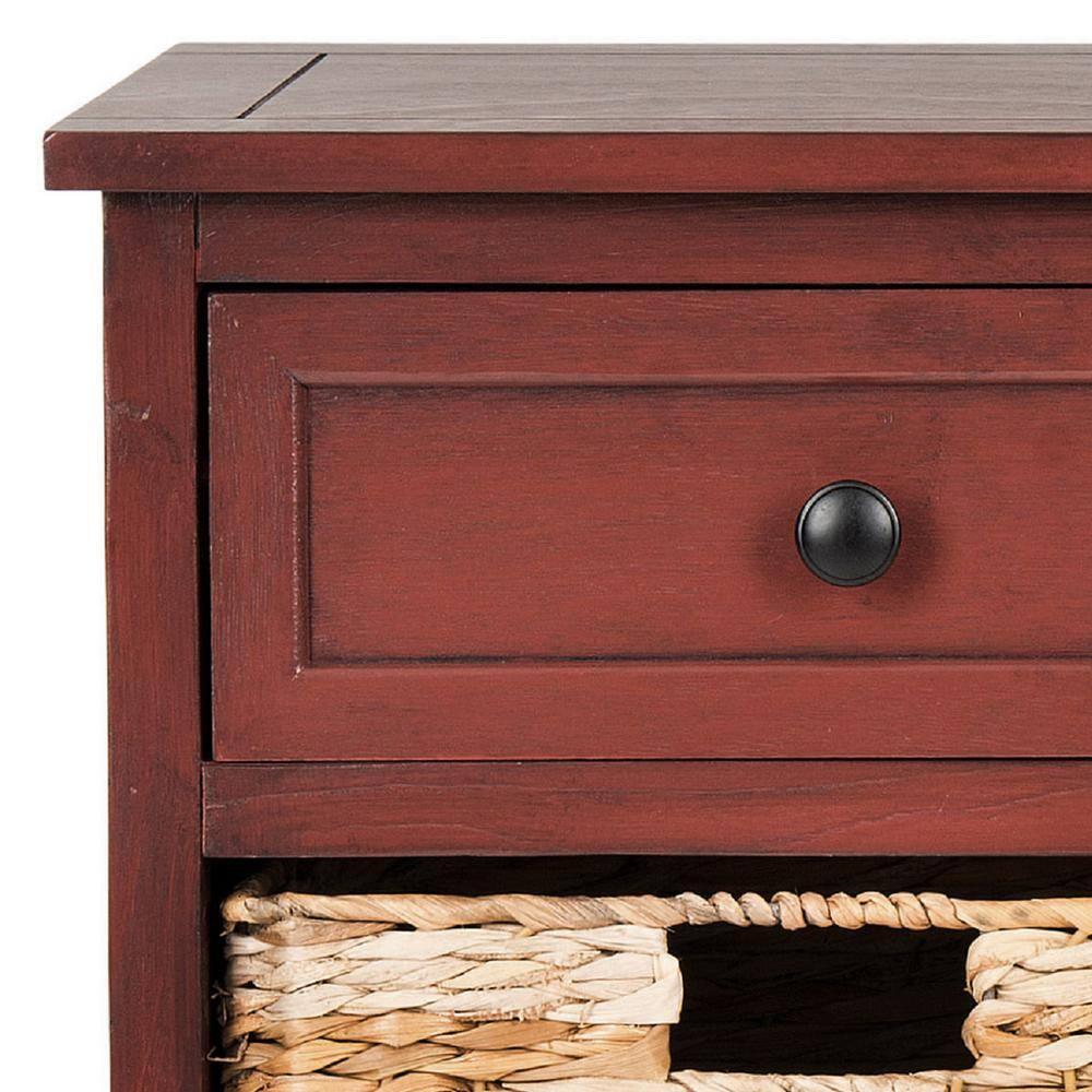 Herman Storage Unit with Wicker Baskets - Red - Safavieh.