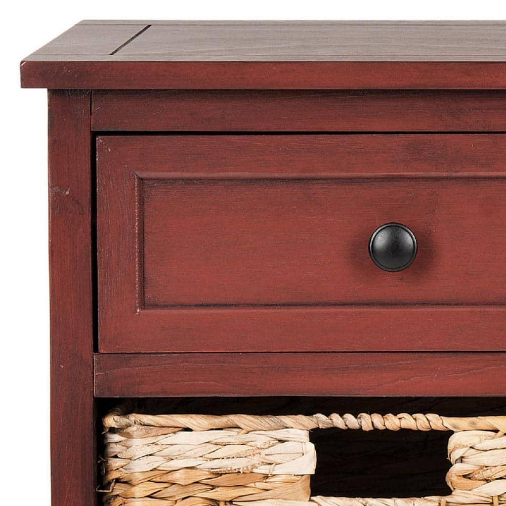 Herman Storage Unit with Wicker Baskets - Red - Safavieh.