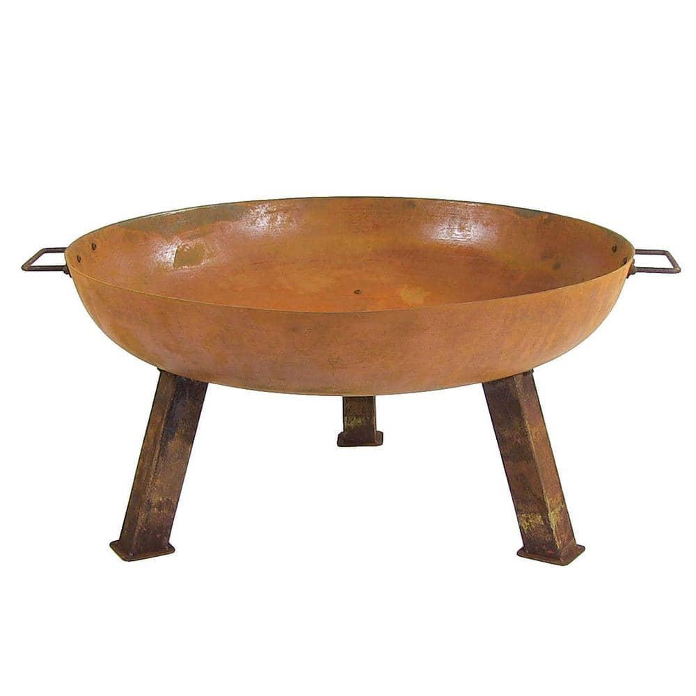 SunnyDaze Decor Union Round Wood-Burning Steel Finish Cast Iron Outdoor Raised Fire Pit Bowl