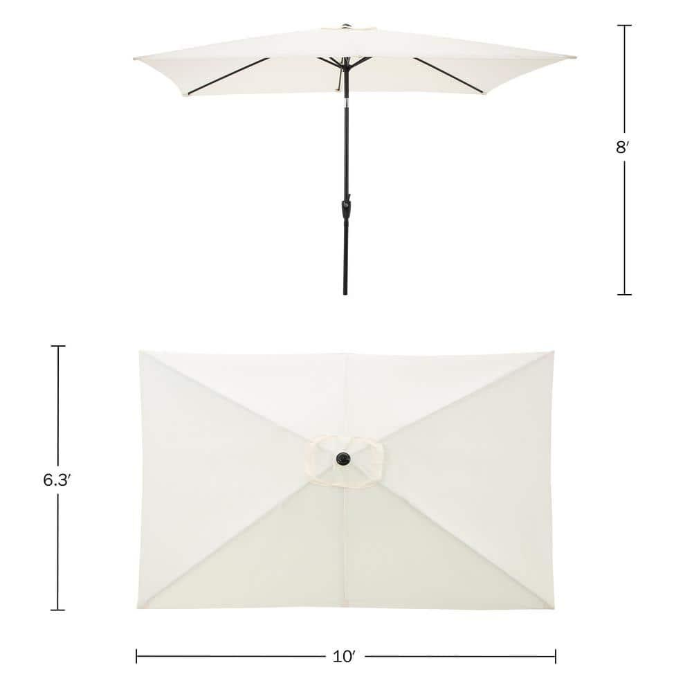Rectangular Patio Umbrella - 10 Ft Easy Crank Sun Shade with Push Button Tilt for Outdoor Furniture, Deck, Backyard, or Pool by Pure Garden (Beige)