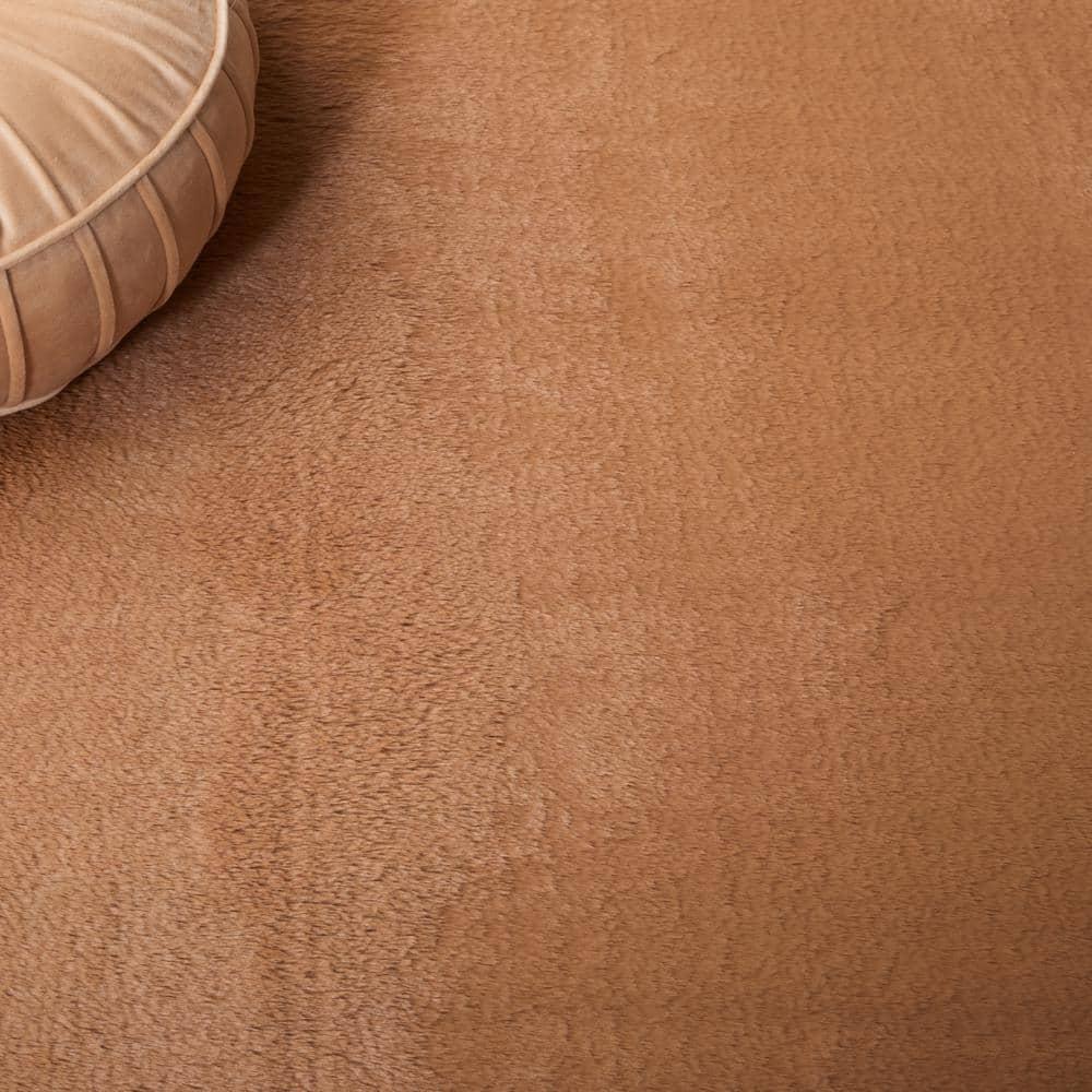 Faux Rabbit Fur FRF500 Power Loomed Machine Washable Indoor Area Rug - Brown - 6'x9' - Safavieh