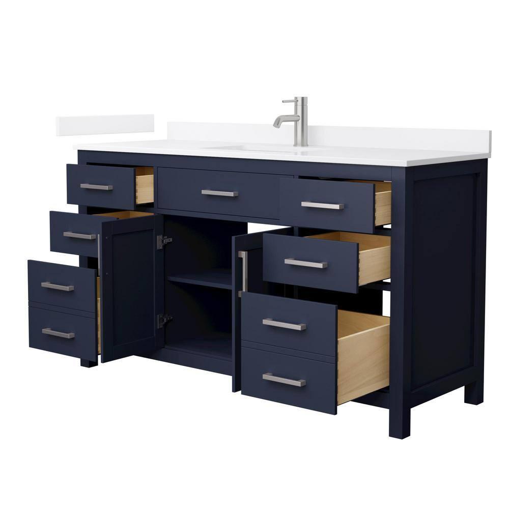 Wyndham Collection Beckett 60" Freestanding Single Bathroom Vanity with Quartz Top