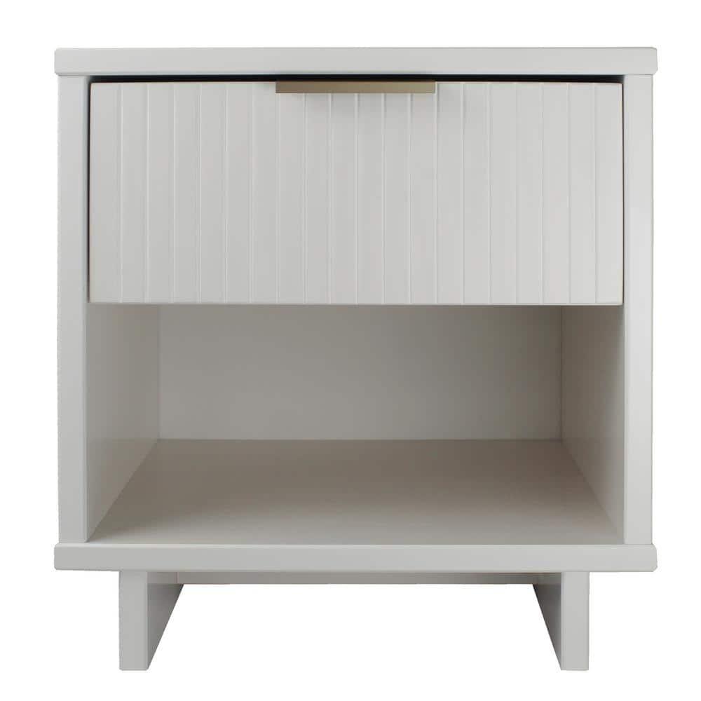 Granville Modern 1 Drawer Nightstand White - Manhattan Comfort: Bedside Table with Shelf, Painted Wood Finish
