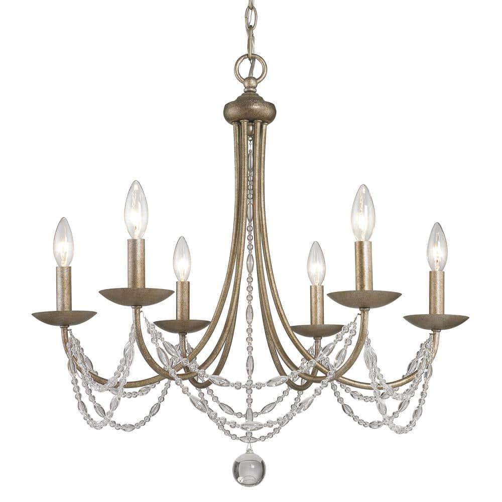 Golden Lighting Mirabella 6-Light Chandelier in Golden Aura
