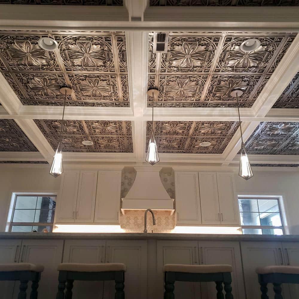 FromPlainToBeautifulInHours Milan 24'' L x 24'' W Textured PVC Drop-In & Glue Up Ceiling Tile Ceiling Tile (Set of 10)