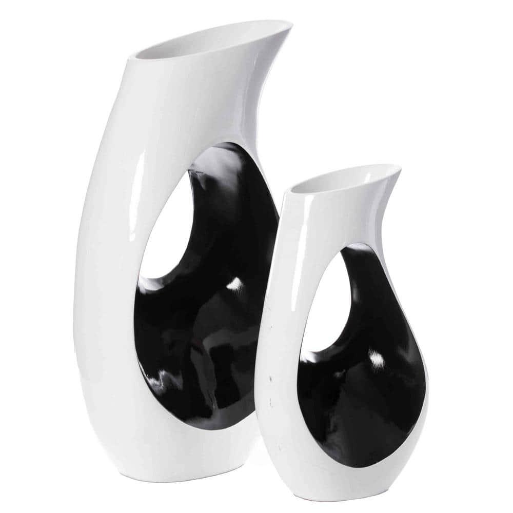 Uniquewise Tall Modern floor vase, White Unique Trumpet Floor Vase, Interior Decoration 24" Tall