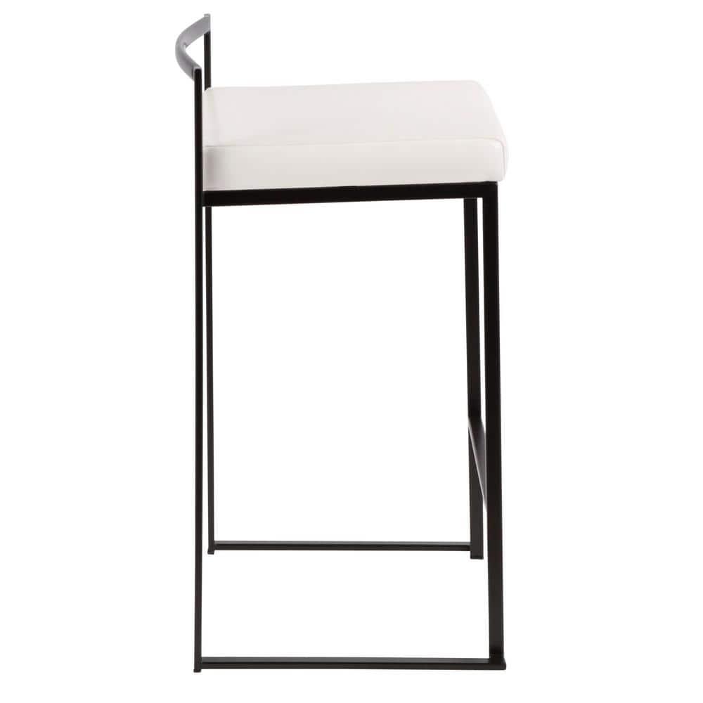 Set of 2 26" Fuji Contemporary Counter Height Barstools White: Padded, Stackable - LumiSource