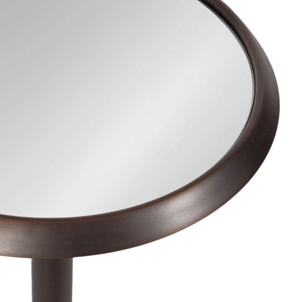 Kate and Laurel Sanzo Modern Pedestal Drink Table, 10 x 10 x 23, Antique Bronze, Decorative End Table with Mirrored Tabletop for Use as Small Plant Stand or Cute Martini Table