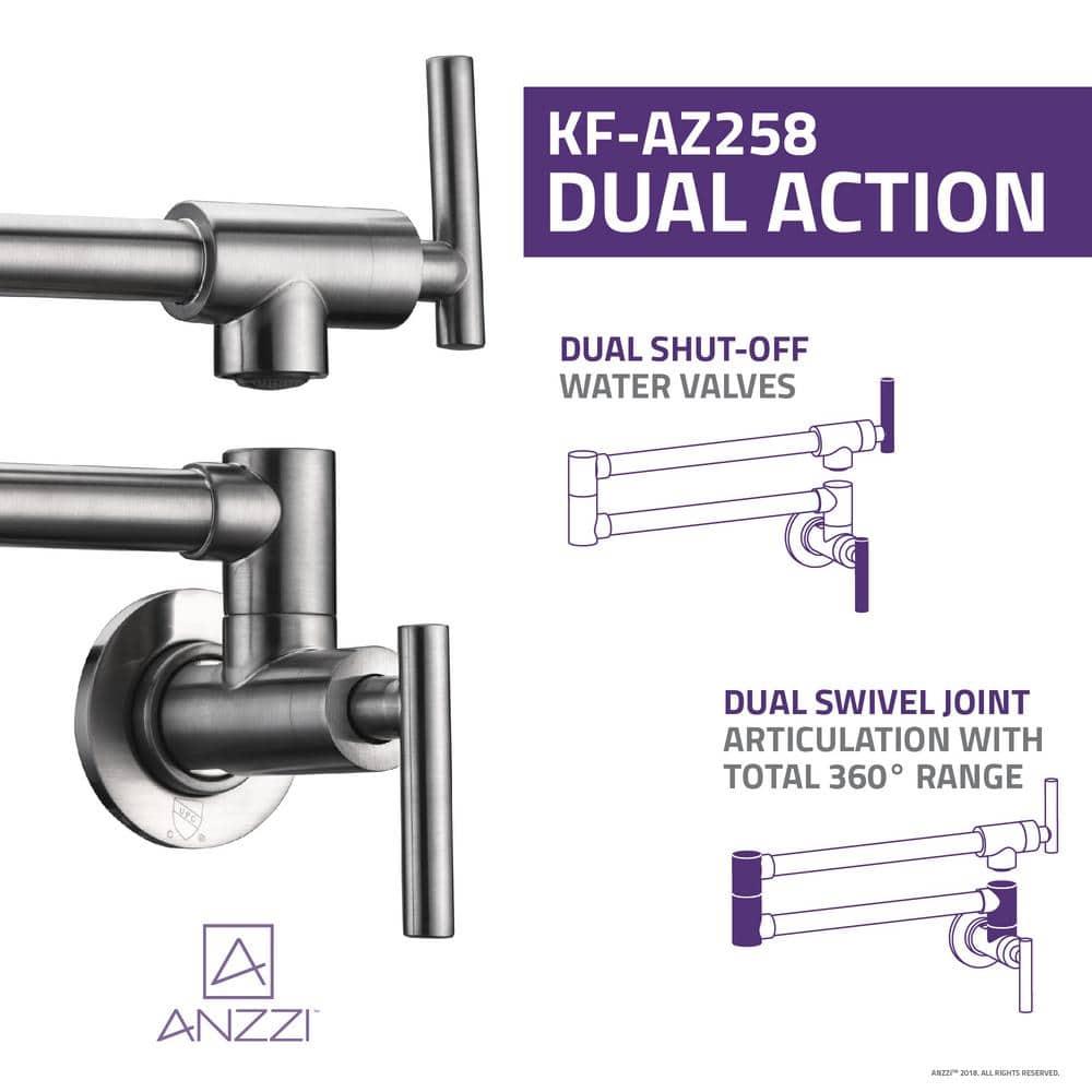 ANZZI ANZZI Braccia Series 24" Wall Mounted Pot Filler With Accessories KF-AZ258BN