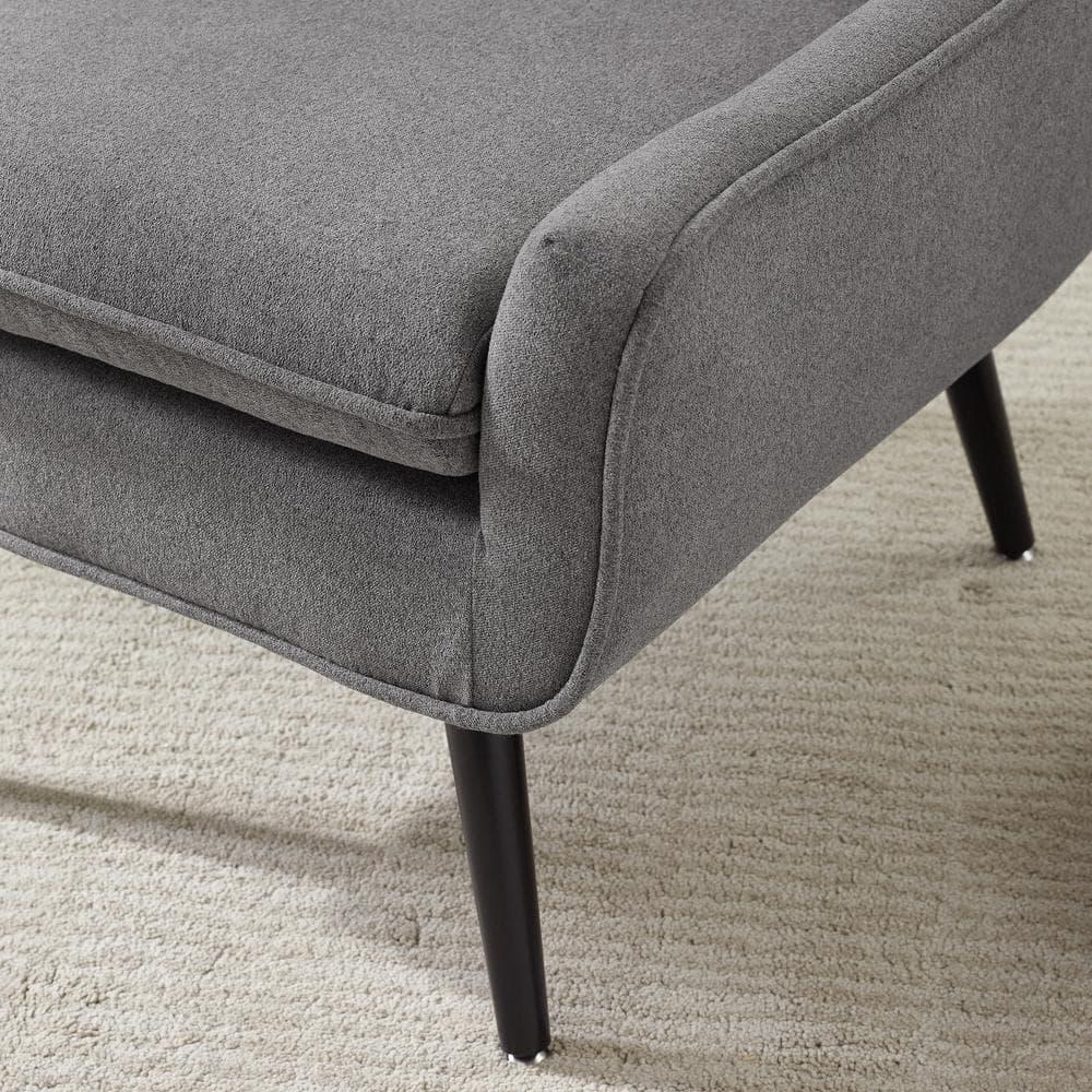 Trelis Mid-Century Modern Retro Style Accent Chair Gray - Linon: Upholstered Rubberwood Frame, Tufted Back, Foam Cushion