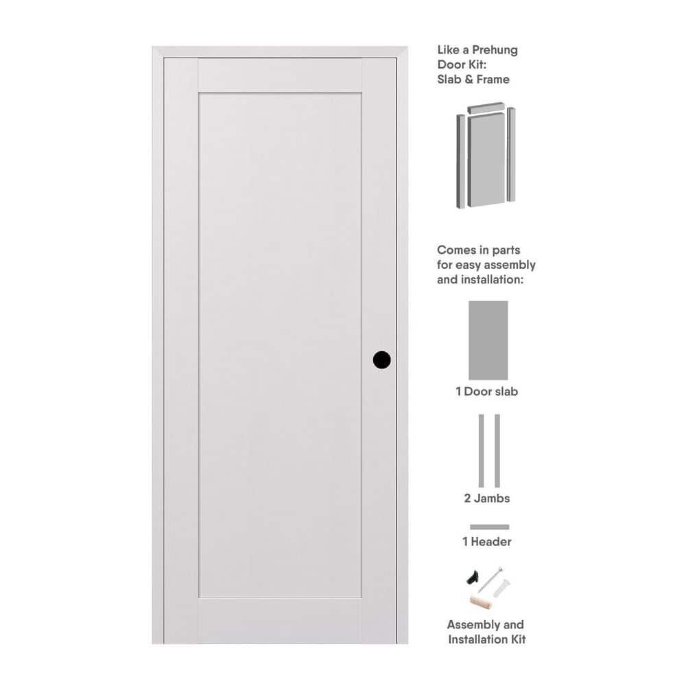 Belldinni 1 Panel Shaker DIY-Friendly Solid Manufactured Wood Paneled Prefinished Standard Interior Door