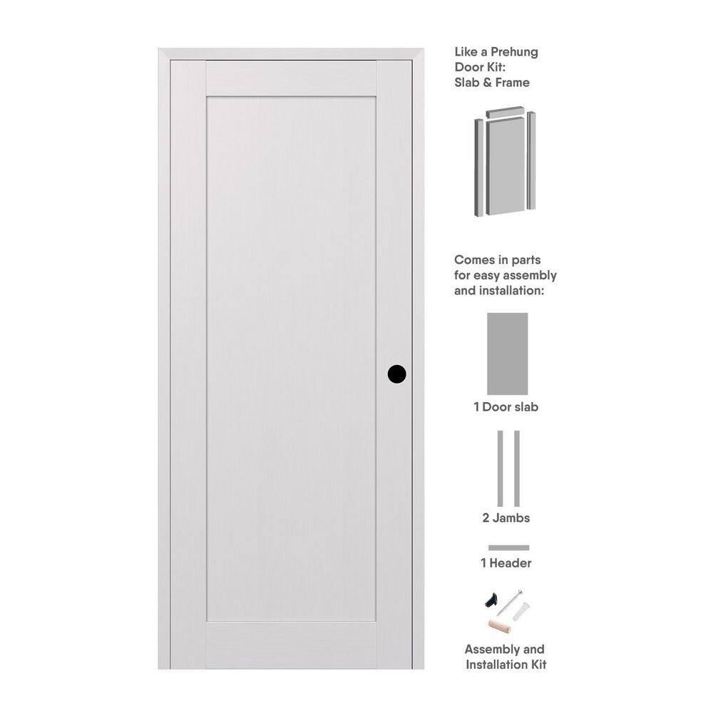 Belldinni 1 Panel Shaker DIY-Friendly Solid Manufactured Wood Paneled Prefinished Standard Interior Door