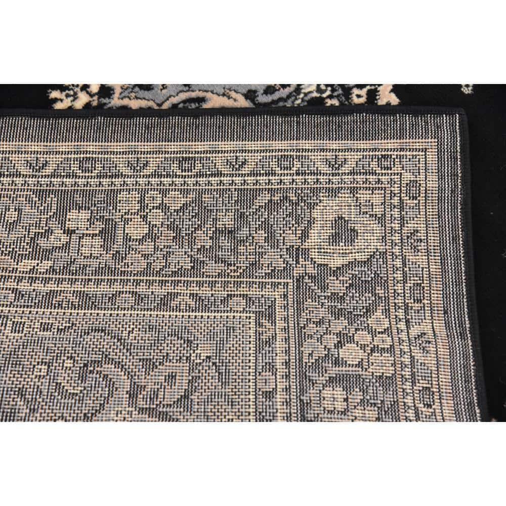 Unique Loom Reza Collection Traditional Persian Style Area Rug, Rectangular 5' 0" x 8' 0", Black/Beige
