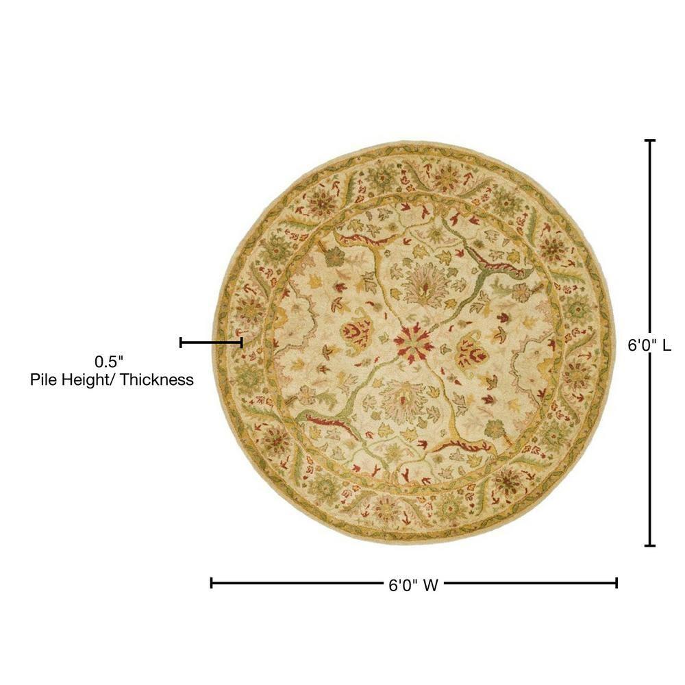 Antiquity AT14 Hand Tufted Indoor Area Rug - Ivory - 6' Round - Safavieh