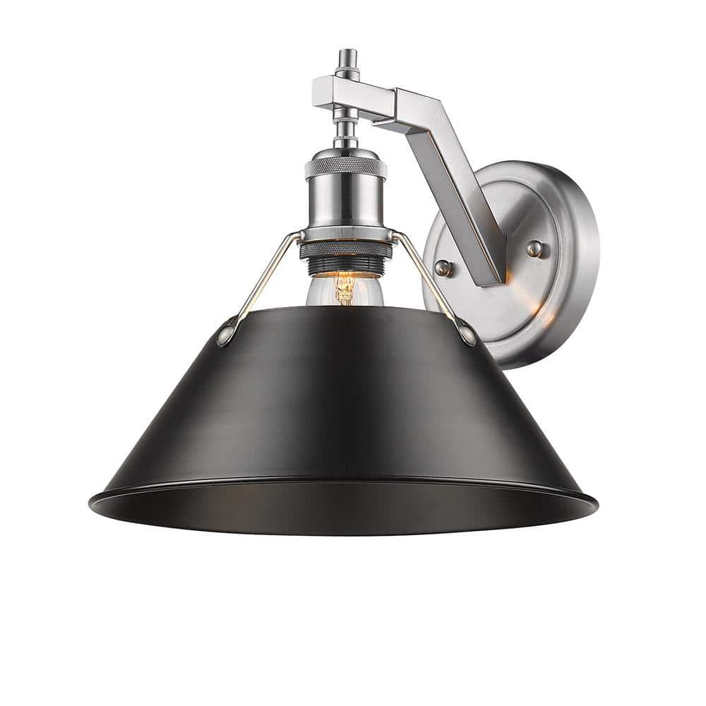 Golden Lighting Orwell 1-Light Wall Sconce in Pewter with Black