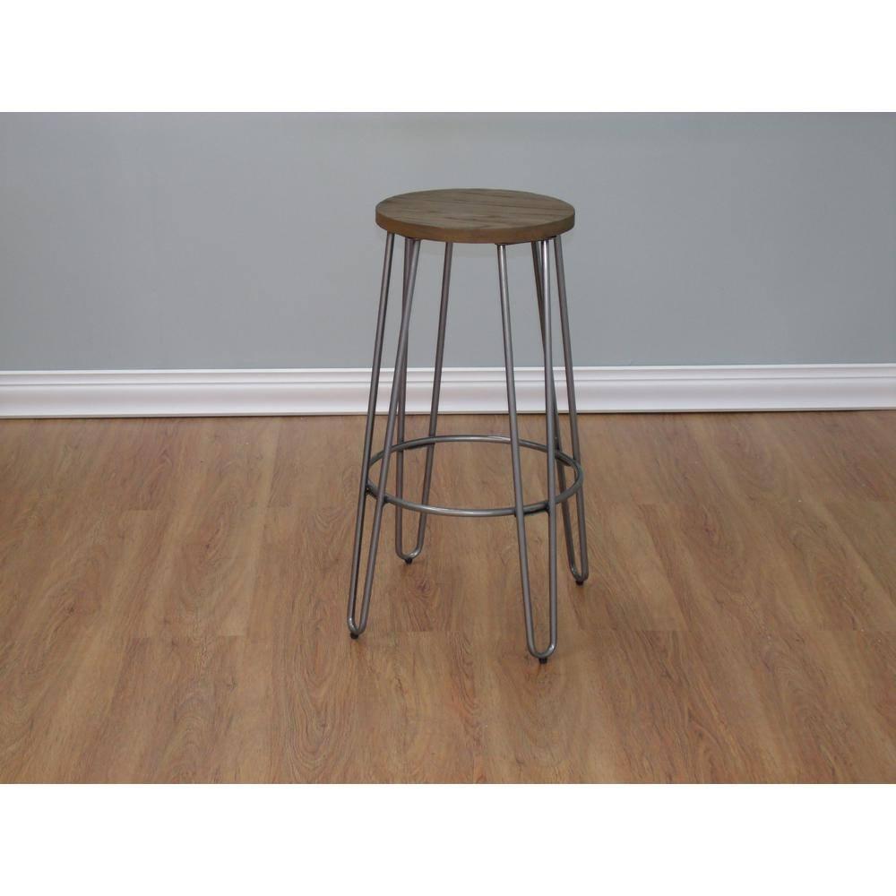 29" Quinn Barstool Metal - ACEssentials: Powder-Coated Steel Frame, Fixed Height, Mid-Century Modern Design