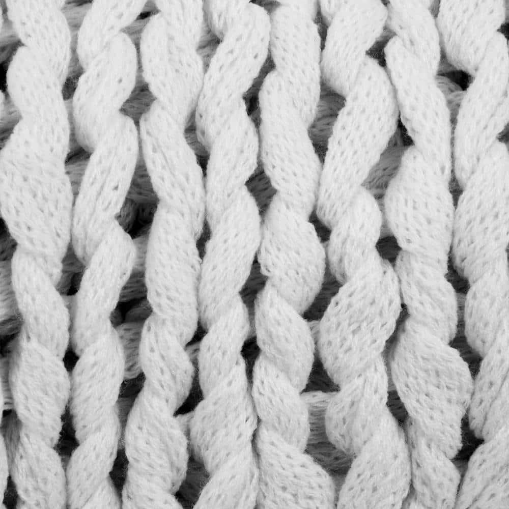 Comfort Canopy - Throw Blanket, Light Gray Chunky Soft Acrylic Hand-Knit