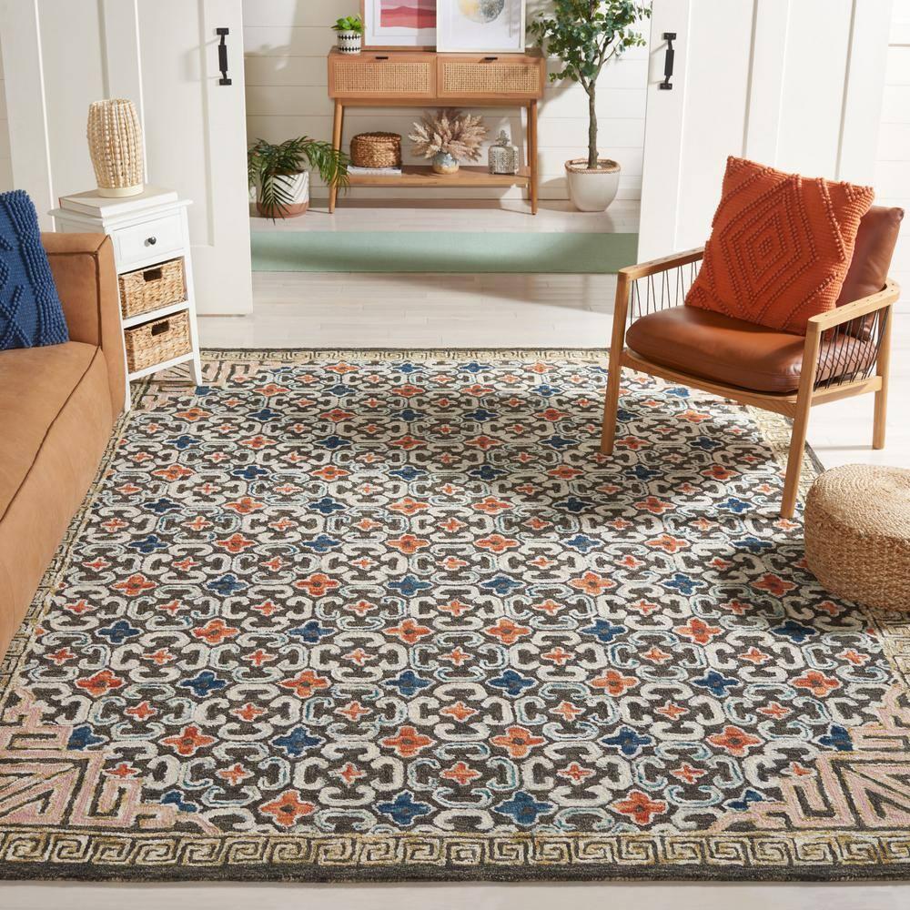 Aspen APN294 Hand Tufted Accent Rug - Blue/Taupe - 2'x3' - Safavieh.