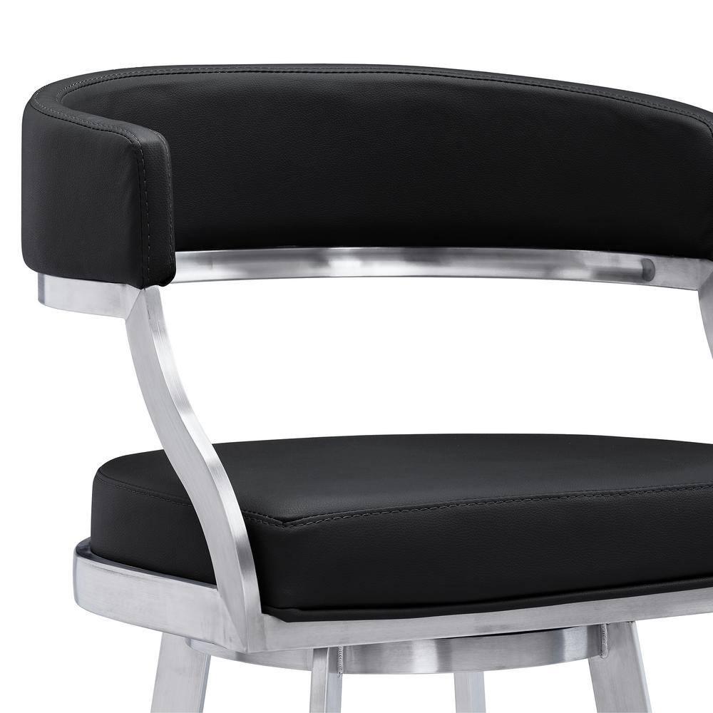 26" Saturn Faux Leather Counter Height Barstool: Swivel, Low Back, Armen Living