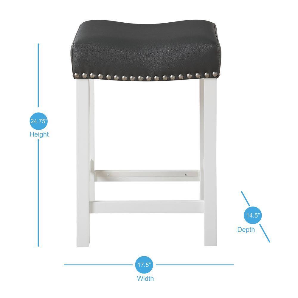 Set of 2 Zermatt Counter Height Barstools Seat White/Black - Steve Silver Co.: Upholstered, Wood Frame, Armless & Backless