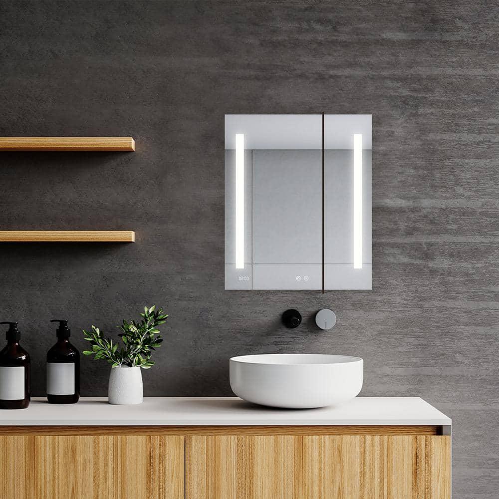 AQUADOM AQUADOM Signature Royale LED Medicine Cabinet with Defogger, Electrical Outlets, Digital Clock, Dimmer, Adjustable LED 3X Magnifying Mirror