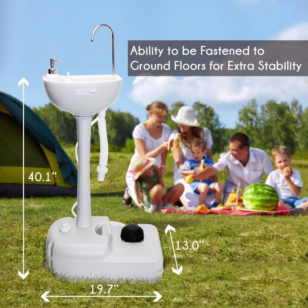 SereneLife 26'' White Plastic U-Shaped Bathroom Sink with Faucet and Overflow