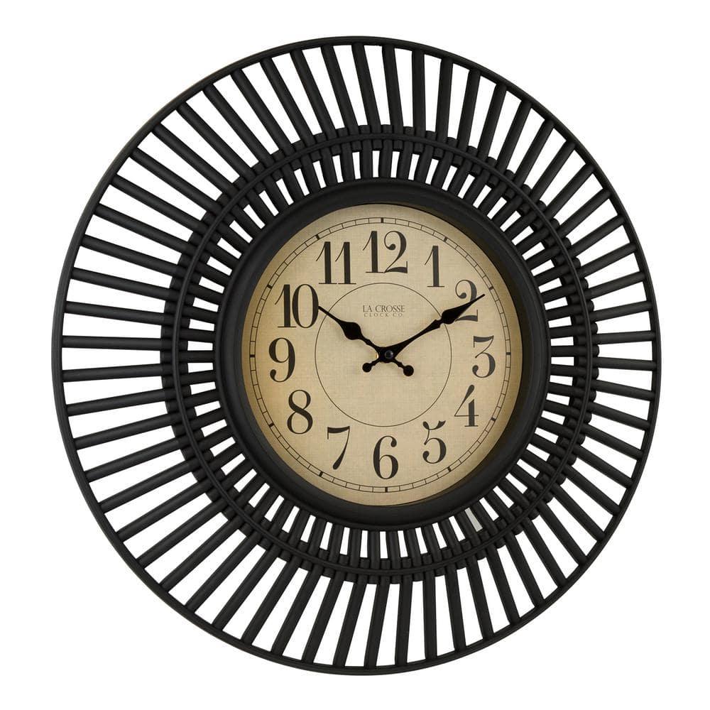 La Crosse Clock 20-inch Covington Contemporary Black Quartz Analog Wall Clock, 404-3051