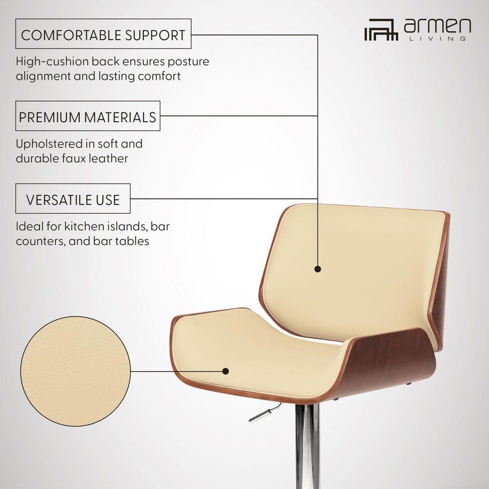 London Swivel Barstool Cream/Walnut - Armen Living