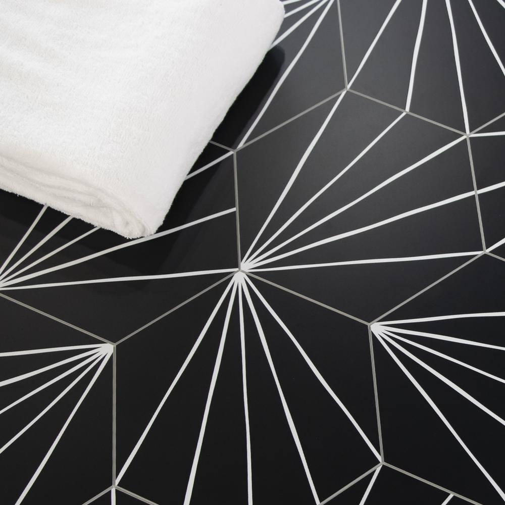 8" x 9" x 4mm Peel and Stick Floor Tile Hexagon Vinyl Flooring