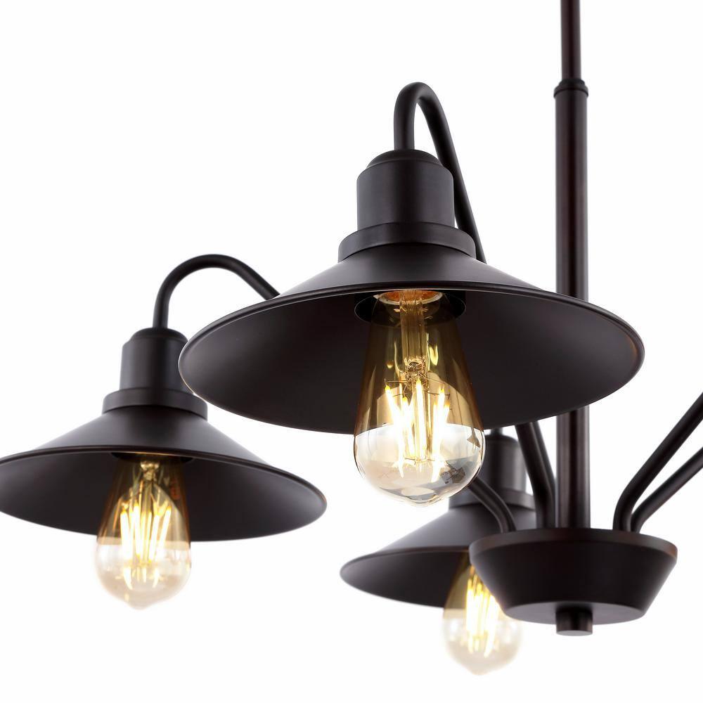 Cole 27" 5-Light Metal Farmhouse Industrial LED Pendant, Oil Rubbed Bronze