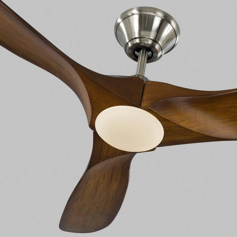 52-Inch Brushed Steel and Walnut LED Ceiling Fan