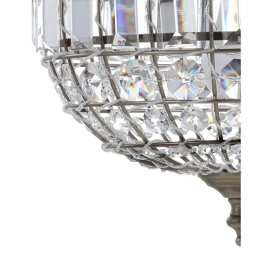 JONATHAN Y Georgina 12" Crystal/Metal LED Pendant Pendant, Antique Brass