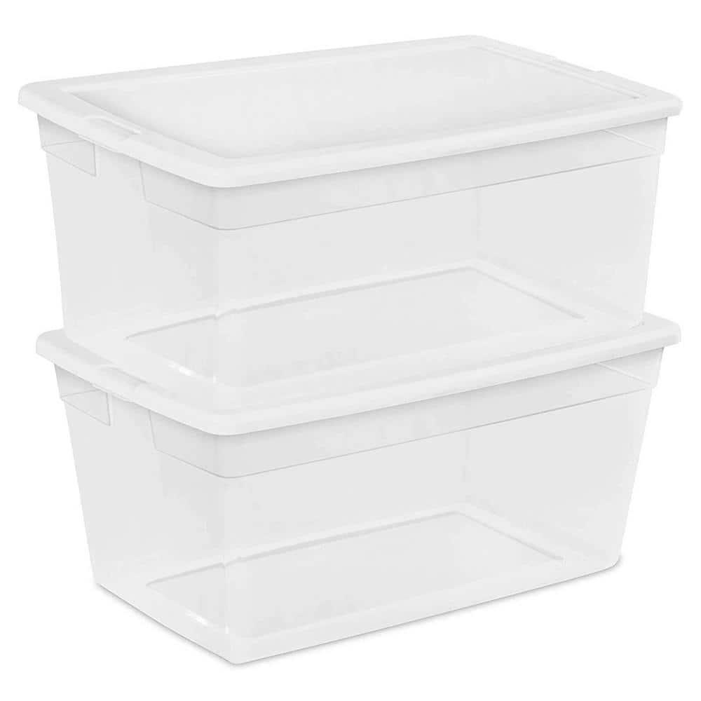 Sterilite Sterilite Storage Box, Stackable Bin with Lid, Plastic Container to Organize Shoes and Crafts on Closet Shelves