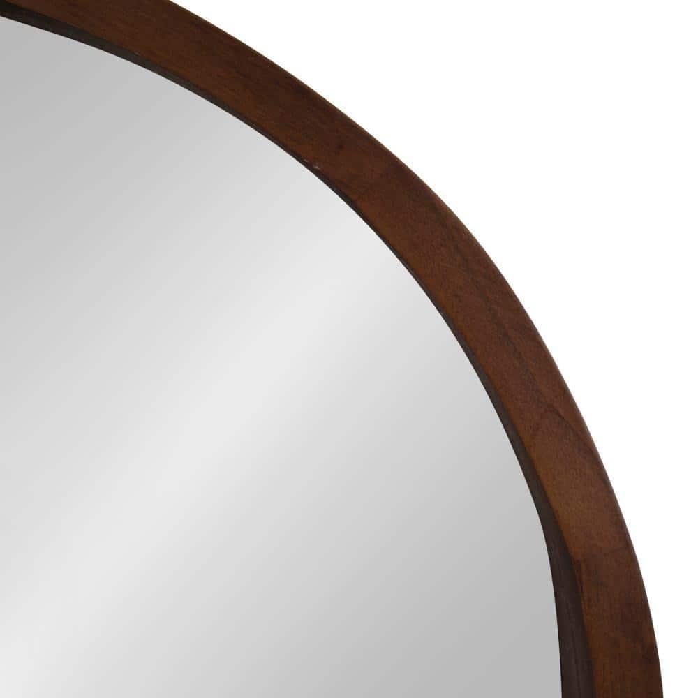 22" x 22" Hutton Round Wood Wall Mirror Walnut Brown - Kate and Laurel