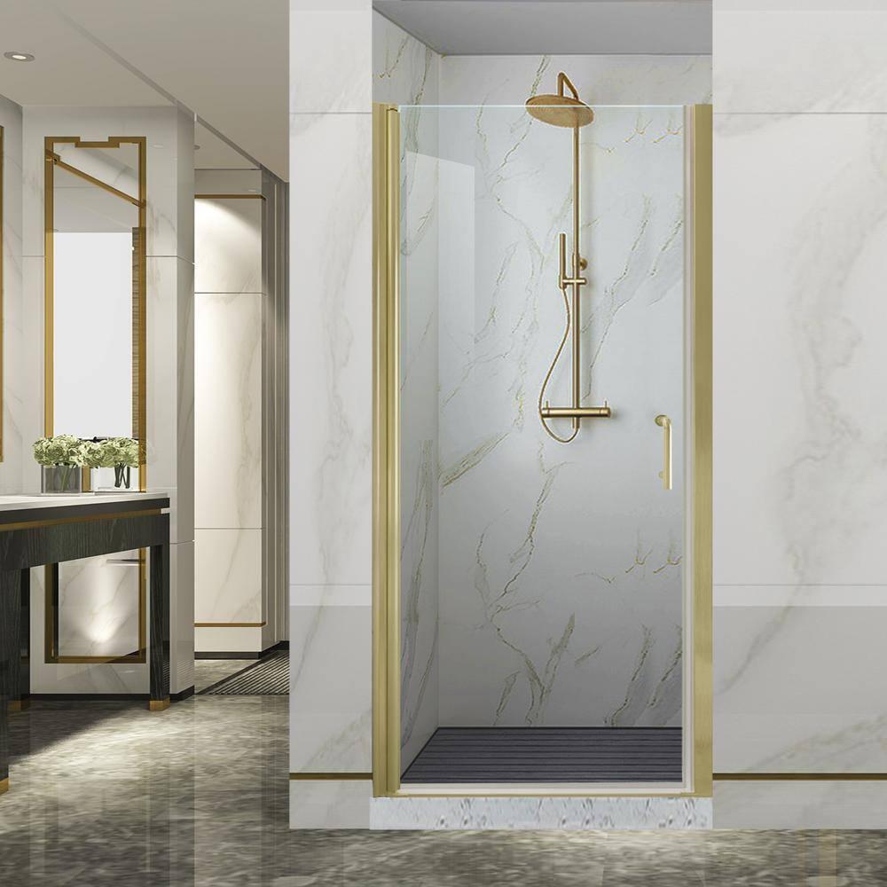 32-33.5 in. W x 72 in. H Pivot Swing Frameless Shower Door with Clear SGCC Tempered Glass