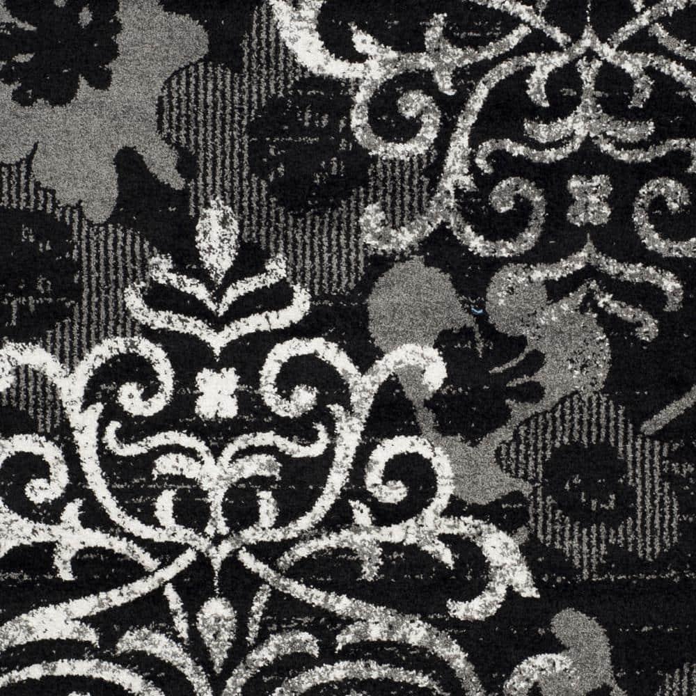 Adirondack ADR114 Machine Made Indoor Area Rug - Black/Silver - 4'x4' - Safavieh