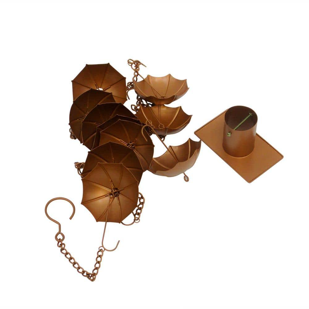 Copper Colored Rain Chain for Gutters & Downspouts (Umbrella Design)