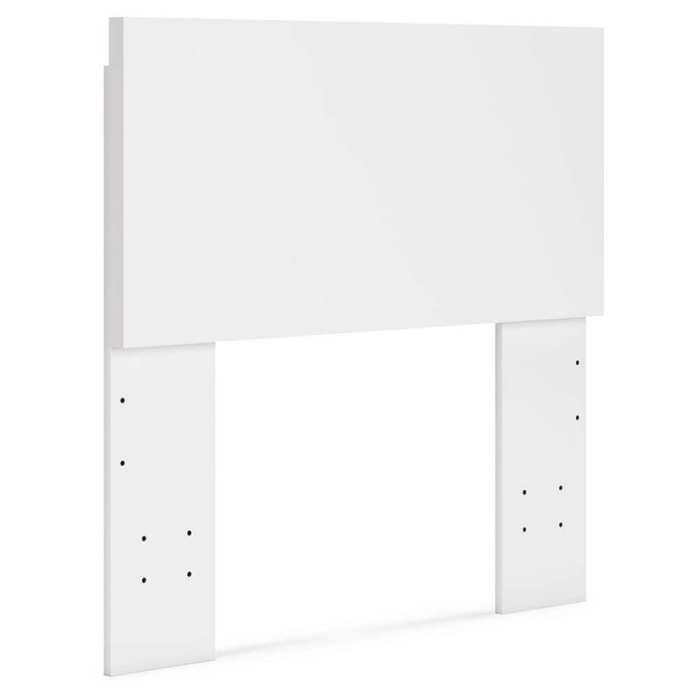 White Twin Wood Panel Bed with Adjustable Height