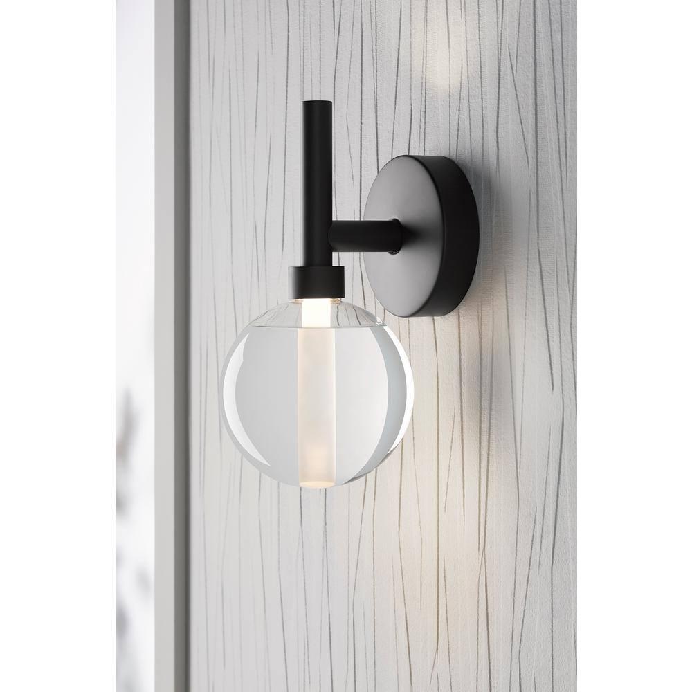 Matte Black Glass Shade Dimmable LED Sconce