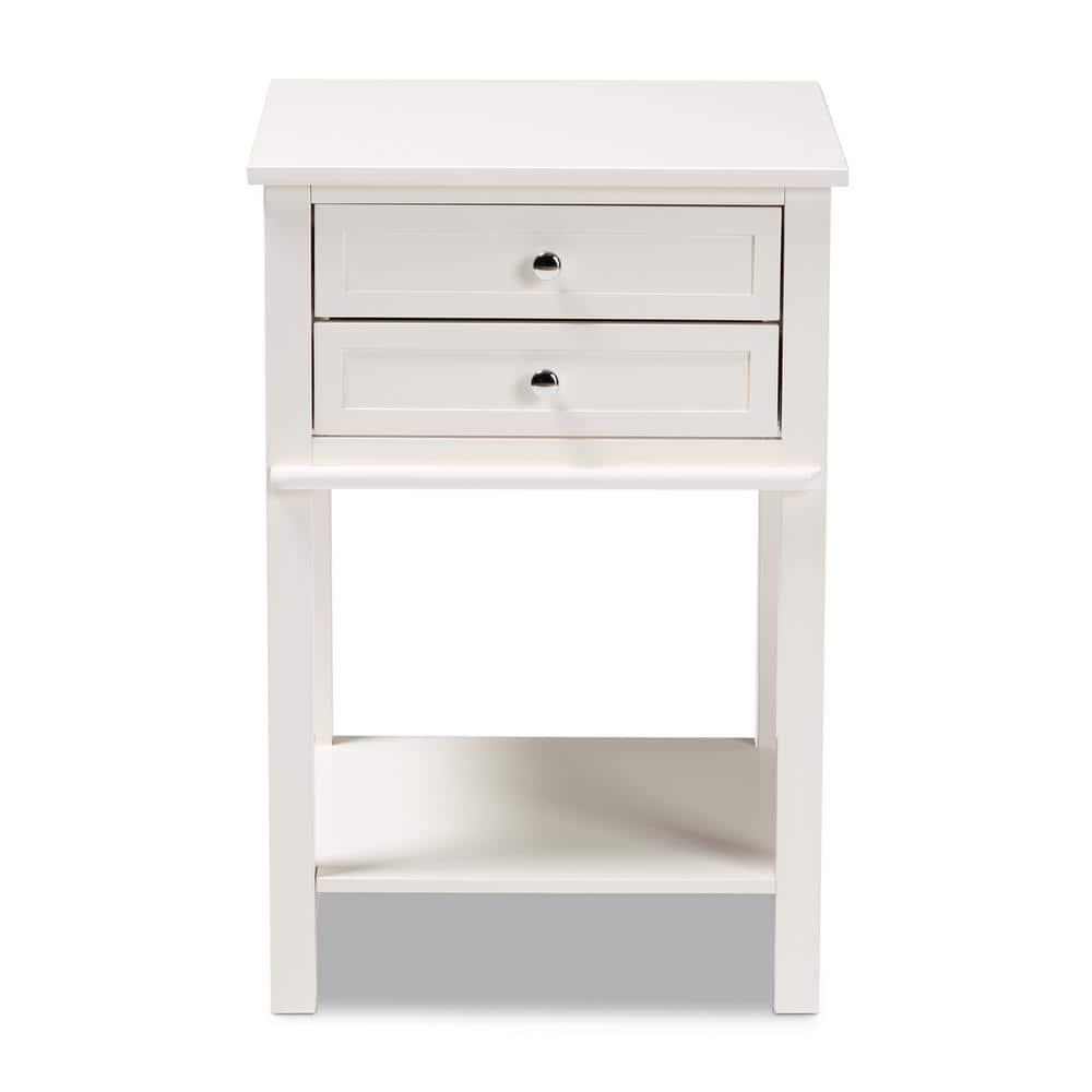 Baxton Studio Willow Modern Transitional White Finished 2-Drawer Wood End Table