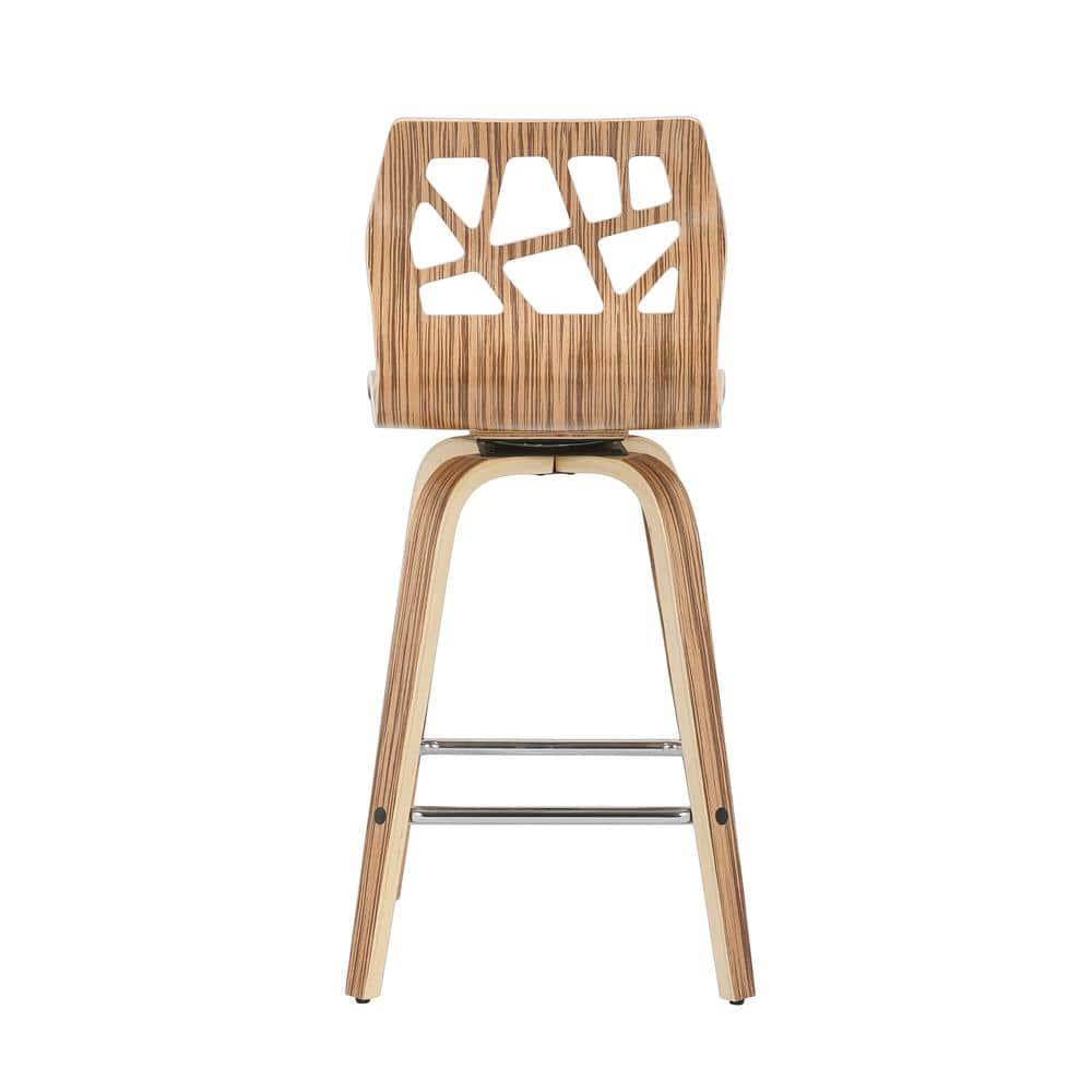 Set of 2 Folia Upholstered Counter Height Barstools Cream/Zebra - Lumisource: Wood Frame, Padded Seat, 26" Height