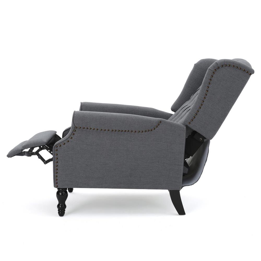 Noble House Walter Wingback Fabric Recliner, Set of 2, Gray