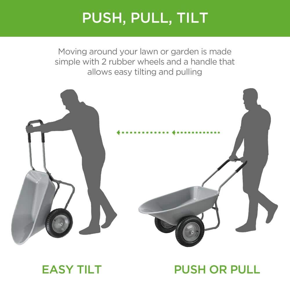 Best Choice Products Best Choice Products Dual-Wheel Home Wheelbarrow Yard Garden Cart For Lawn, Construction
