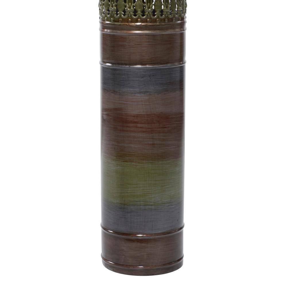 DecMode 34", 31", 28"H Tall Ombre Bronze Metal Vase with Laser Cut Antefix Design, Set of 3