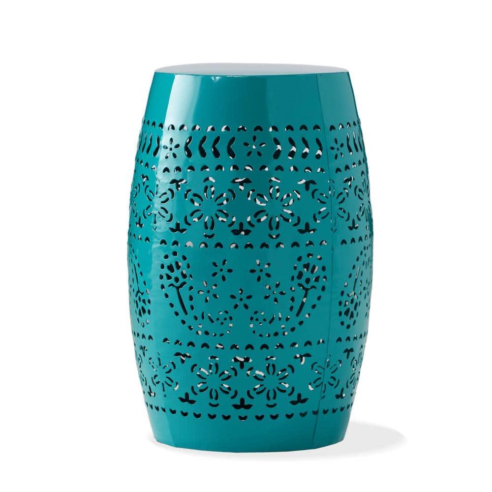 GDFStudio Riley Outdoor Lace Cut 12 Inch Side Table, Teal