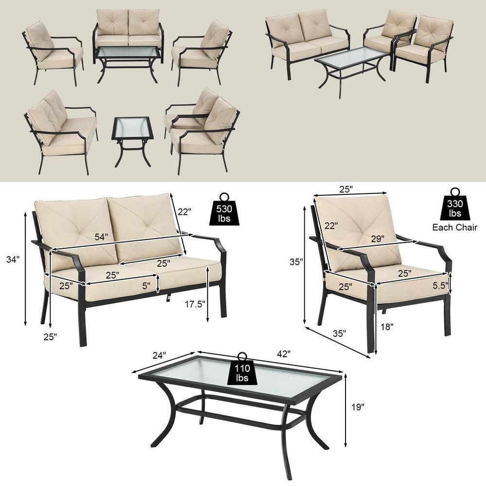 Tangkula 4 PCS Patio Furniture Set Outdoor Sectional Conversation Set w/Coffee Table & Cushions