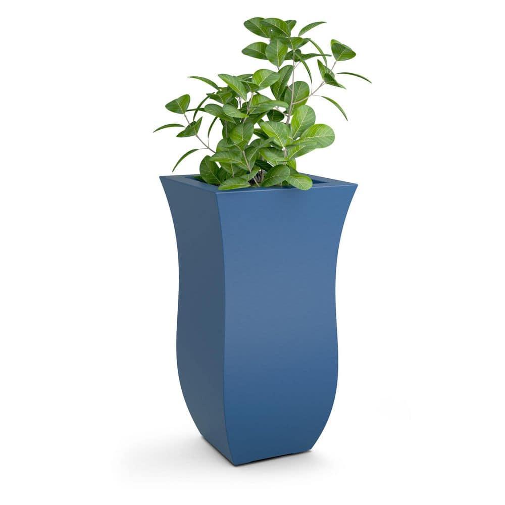 Mayne Valencia Polyethylene Resin 30" Tall Planter in Neptune Blue