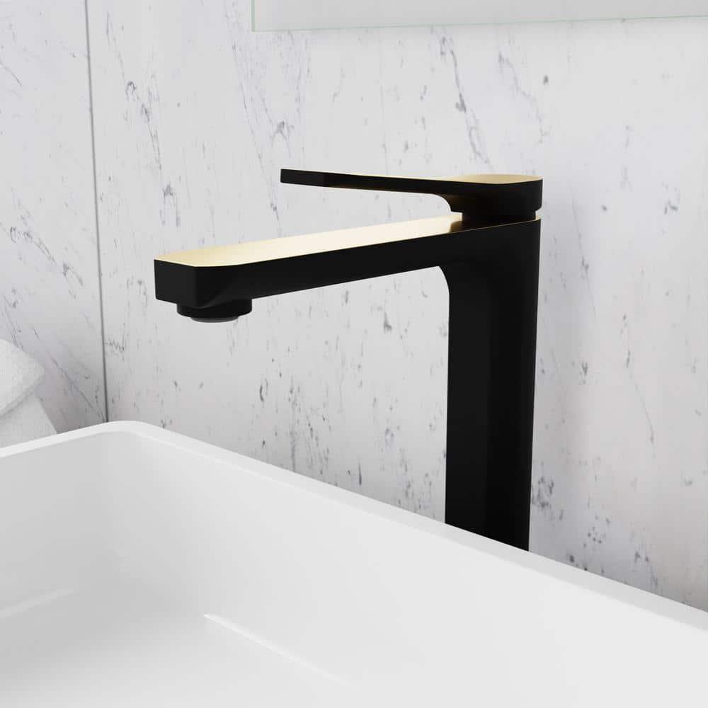 ANZZI Single-Hole Single-handle Bathroom Faucet with Drain Assembly L-AZ901MB-BG