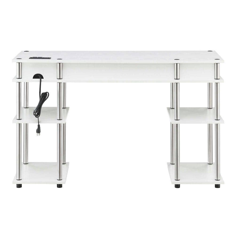 Adult, Designs2Go No Tools 30 inches Tall Student Desk with Charging Station and Shelves, White