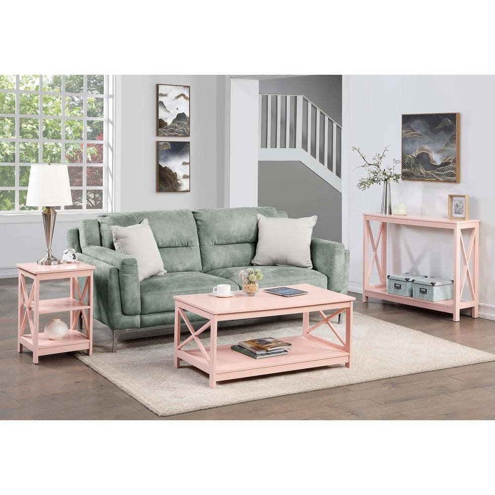 Convenience Concepts Oxford Console Table with Shelf, Blush Pink